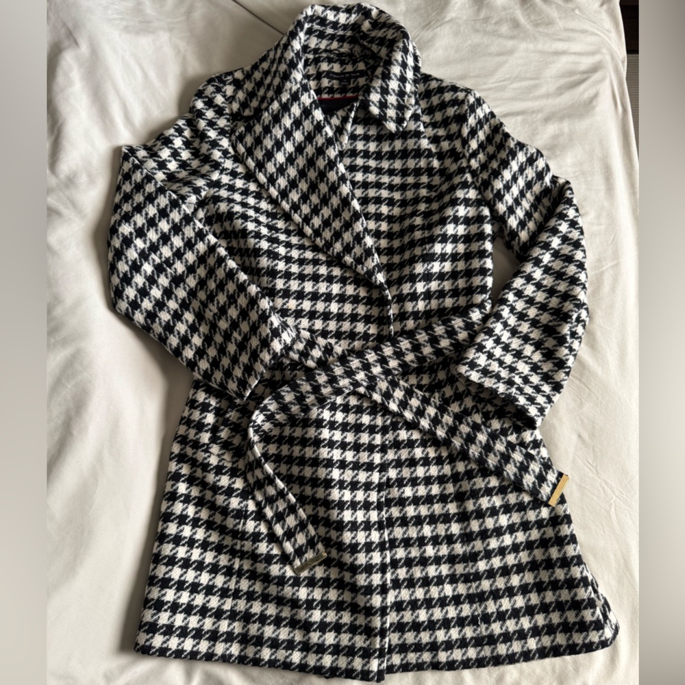 Preston & York Houndstooth Wool Blend Belted Coat